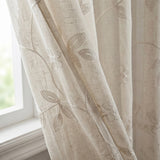 Embroidered sheer curtain rod pocket