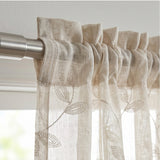 Embroidered sheer curtain rod pocket